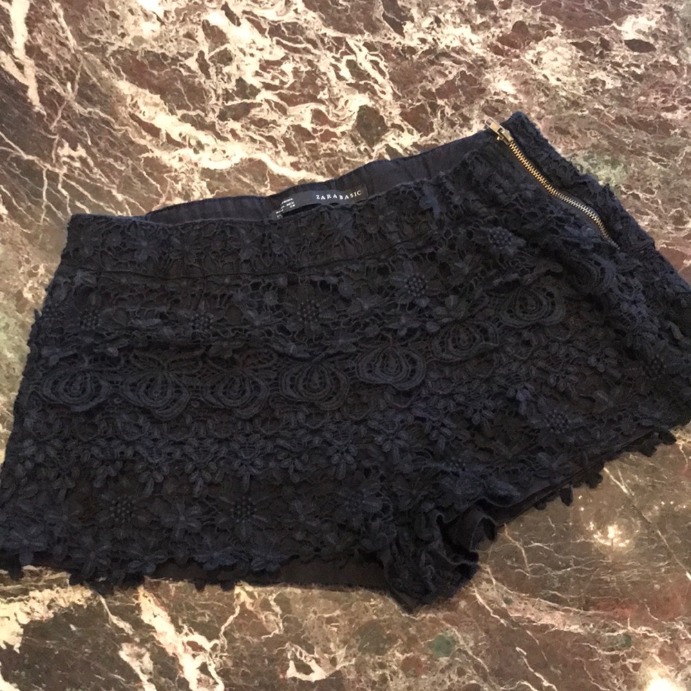 Zara black lace mini shorts size M